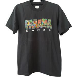 Vintage 90s Panama Canal Colorful Single Stitch Shirt Adult Small